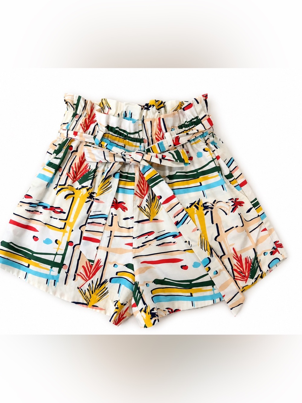 CROSBY by Mollie Burch Camden Paperbag Waist Printed Shorts Size M $168